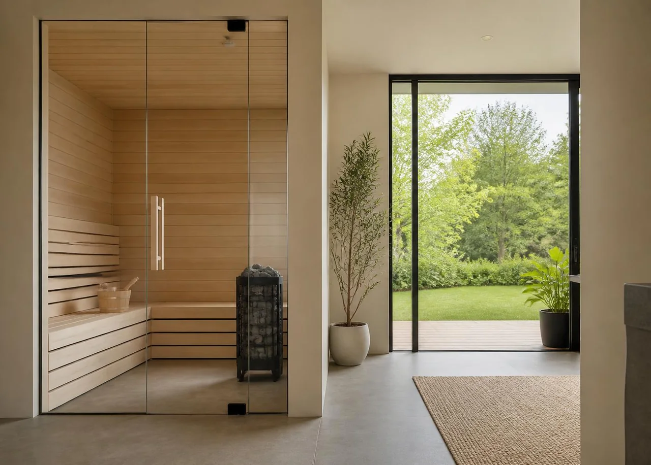 Residential Finnish sauna design study in pale timber