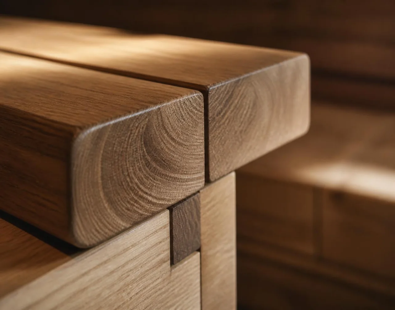 Sauna-grade timber cladding and bench detailing